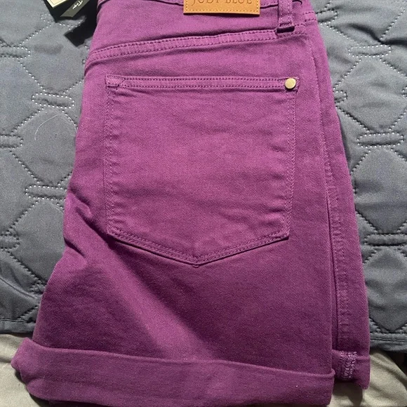 Judy Blue Purple Jean Shorts High-Waisted Denim - Picture 2 of 3